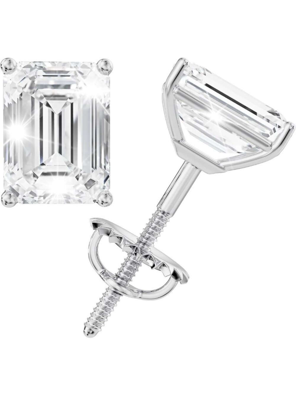 Stunning Moissanite Stud Earrings 0.5ct-3ct D Color VVS1 Clarity, 14K White Gold